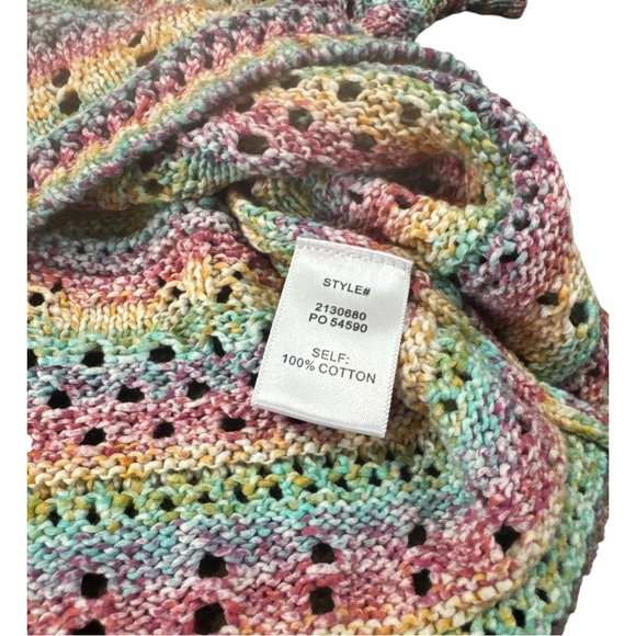 Current Air rainbow crochet knit short-sleeve sweater. - Picture 6 of 6